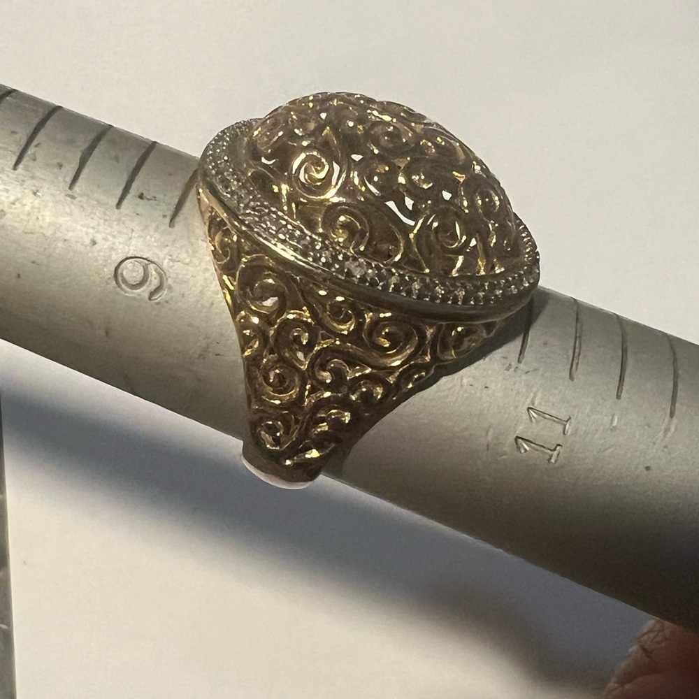 Gold tone Filigree Dome Statement Ring - Women Jewelry